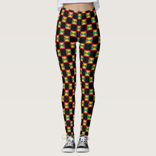 Checkered Grenada Flag Pattern Leggings