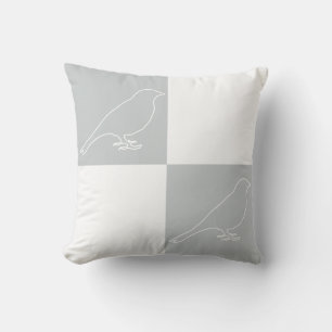 Checkered Grey & White Bird Pillow