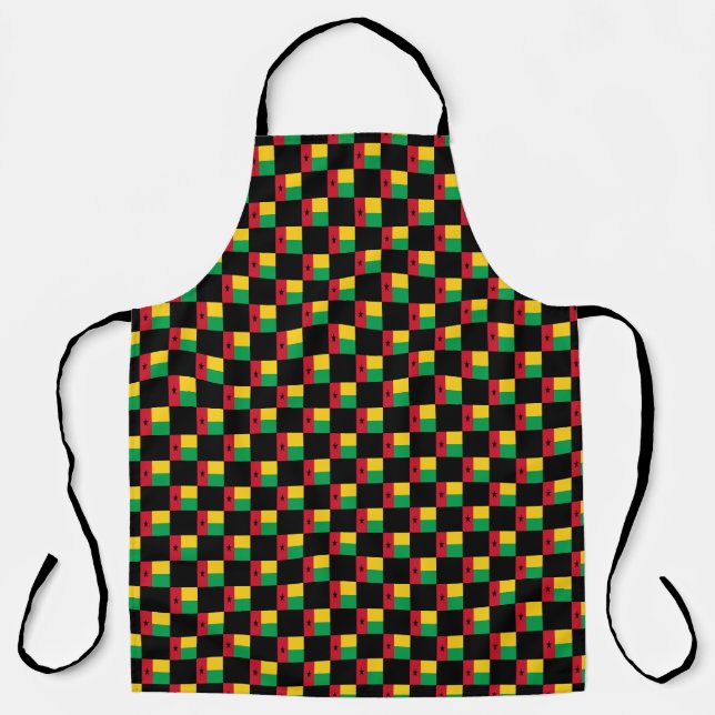 Checkered Guinea-Bissau Flag Pattern  Apron (Front)