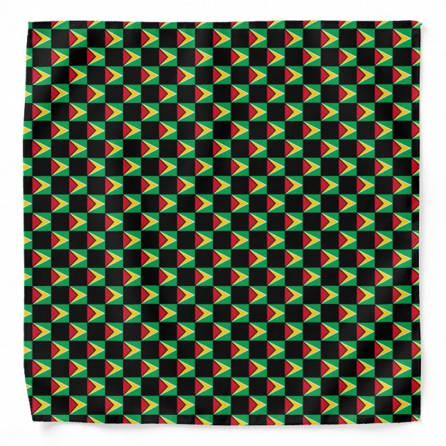 Checkered Guyana Flag Pattern  Bandana (Front)