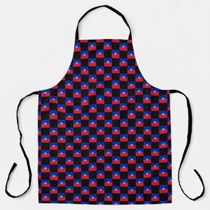 Checkered Haiti Flag Pattern Apron