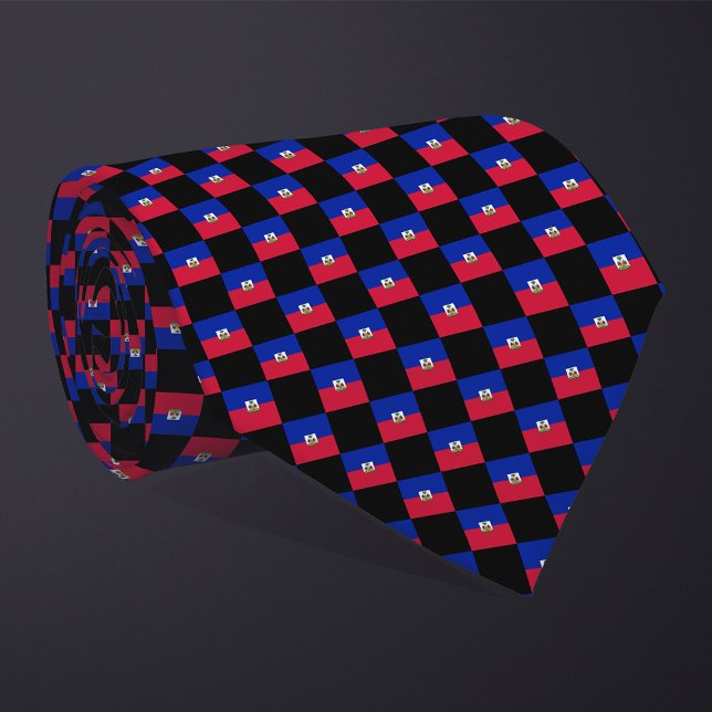 Checkered Haiti Flag Pattern  Neck Tie (Creator Uploaded)