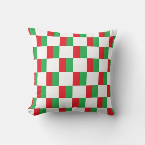 Checkered Half and Half Red and Green Throw Pillow