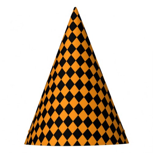 Checkered halloween black and orange party hat