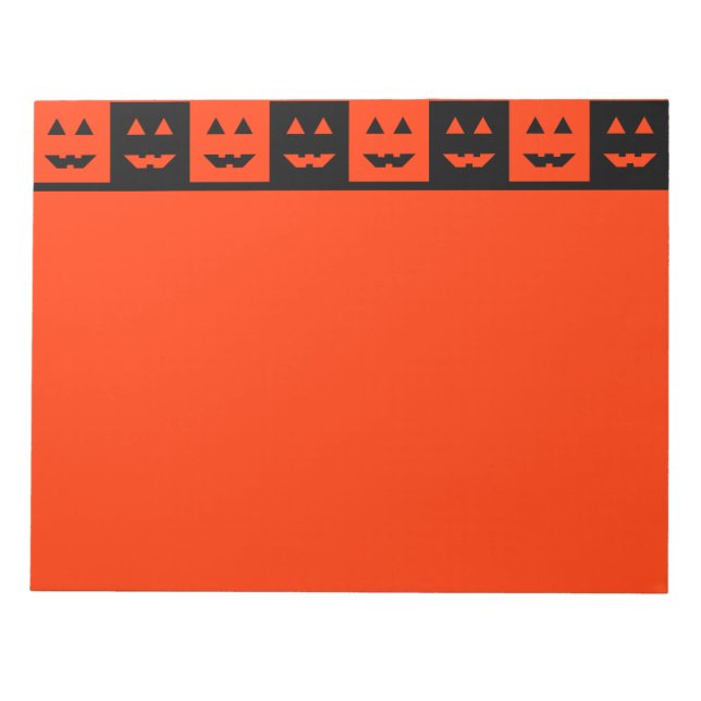 Checkered Halloween Pumpkin Face Squares Notepad (Front)
