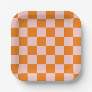 Checkered Halloween Retro Paper Plates