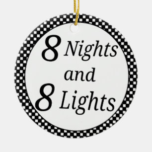 Checkered Hanukkah Ceramic Ornament