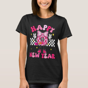 Checkered Happy New Year 2026 Disco Ball New Year T-Shirt