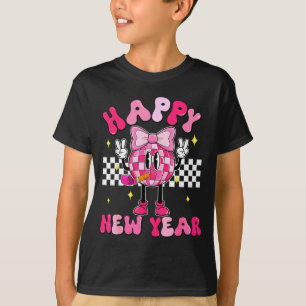 Checkered Happy New Year 2026 Disco Ball New Year T-Shirt