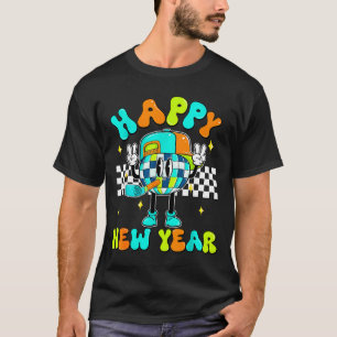 Checkered Happy New Year 2026 Disco Ball New Year T-Shirt