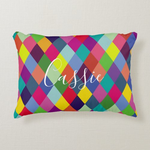 Checkered Harlequin Rainbow Thermal Tumbler Accent Pillow