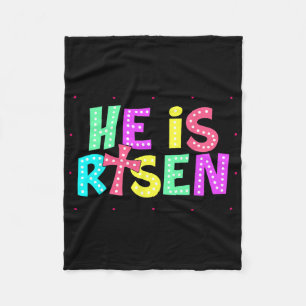 Checkered He Is Risen Jesus Christian Easter Kids Fleece Blanket