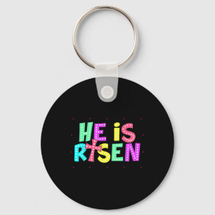 Checkered He Is Risen Jesus Christian Easter Kids Keychain