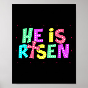 Checkered He Is Risen Jesus Christian Easter Kids Poster