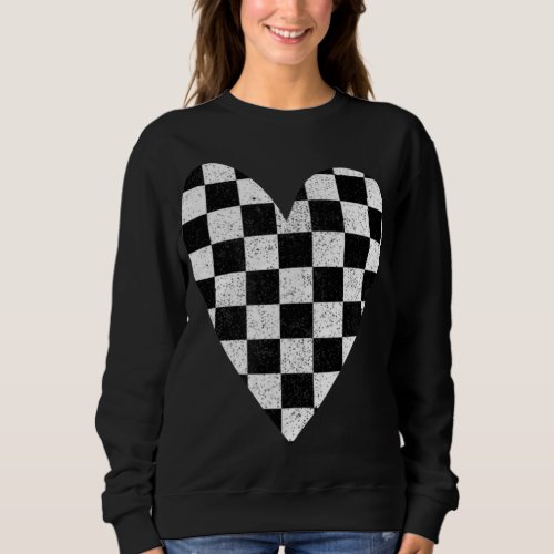 Checkered heart black and white plaid Valentine di Sweatshirt