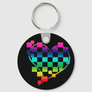 checkered heart. keychain