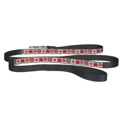 Checkered Heart Pattern Red Peach Gray  Pet Leash