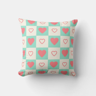 Checkered Heart Pattern Throw Pillow