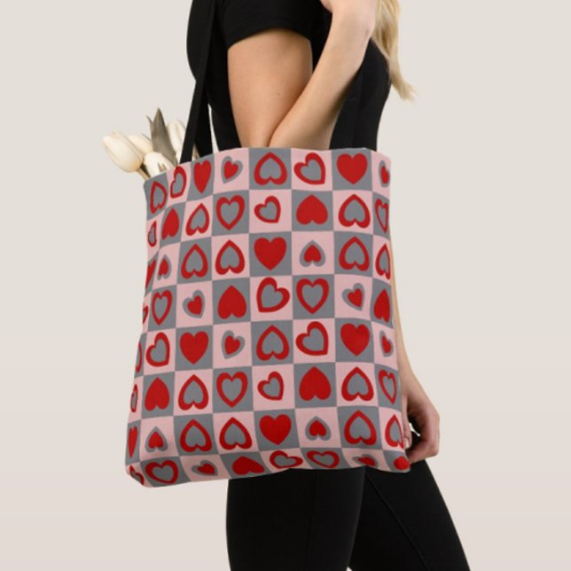 Checkered Heart Pattern  Tote Bag (Creator Uploaded)