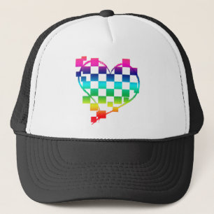 checkered heart. v1. trucker hat