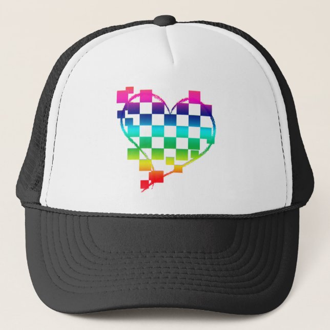 checkered heart. v1. trucker hat (Front)