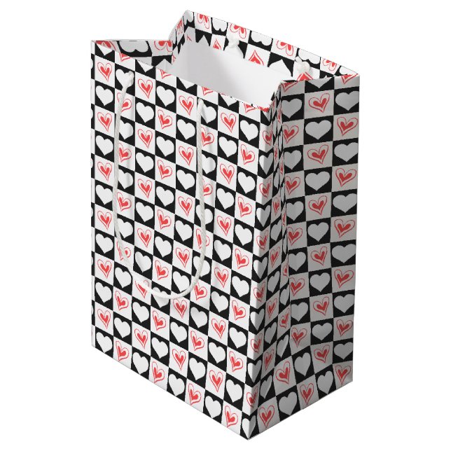 Checkered Hearts Gift Bag (Back Angled)