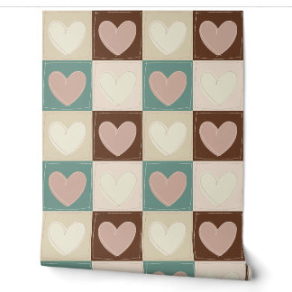 Checkered Hearts Grid Wallpaper