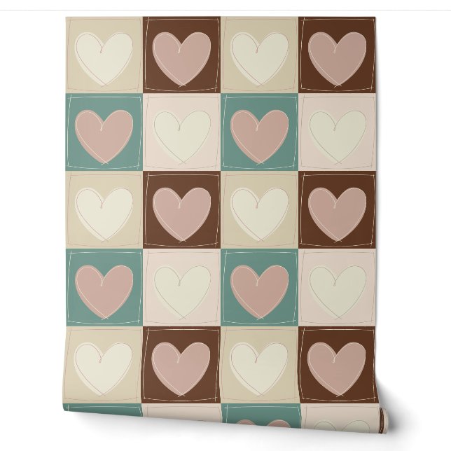 Checkered Hearts Grid Wallpaper (Unrolling)