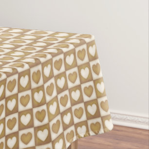 Checkered Hearts in Blond Cream Tablecloth