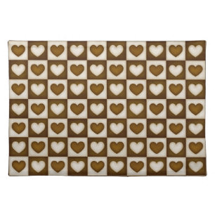 Checkered Hearts in Warm Cocoa Cloth Placemat