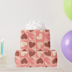Checkered Hearts Valentine's Day Wrapping Paper