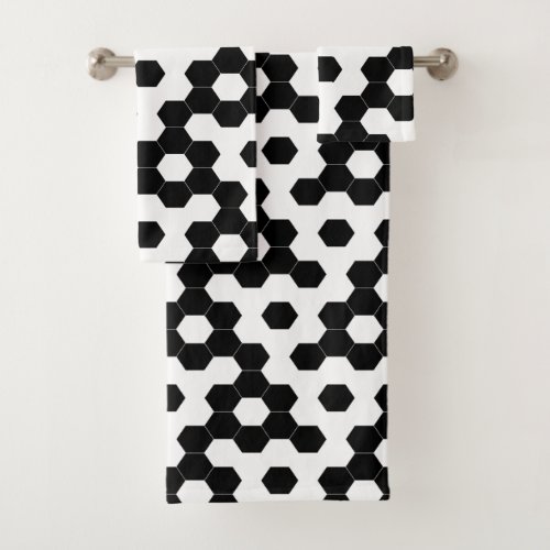 Checkered hexagons bath towel set