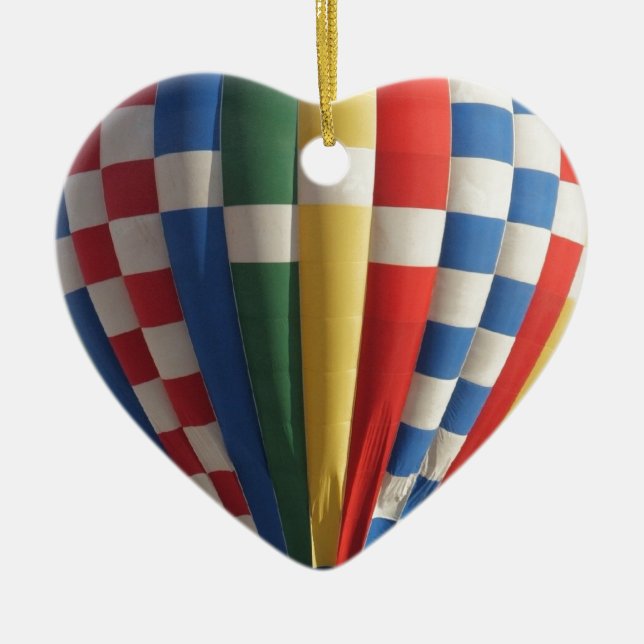Checkered Hot Air Balloon New Mexico Ceramic Ornament (Front)