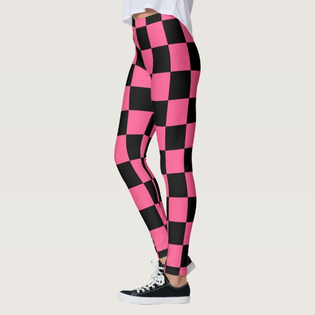 Checkered Hot Pink and Black Leggings (Left)