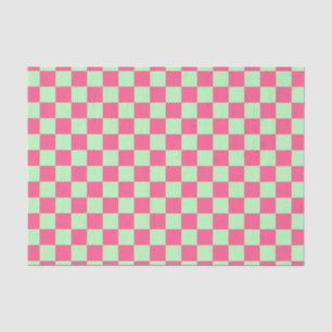 Checkered Hot Pink and Soft Green Tissue Paper