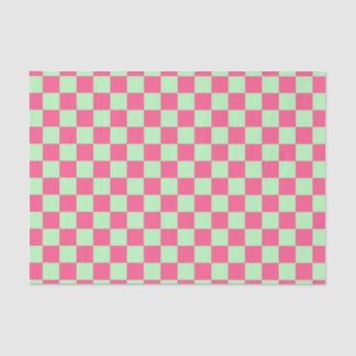 Checkered Hot Pink and Soft Green Tissue Paper