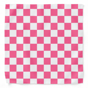Checkered Hot Pink and White Bandana