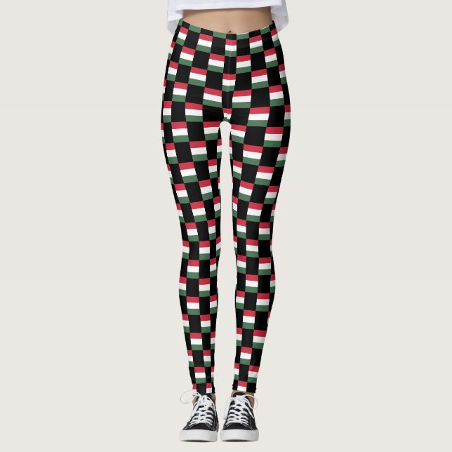 Checkered Hungary Flag Pattern  Leggings (Front)