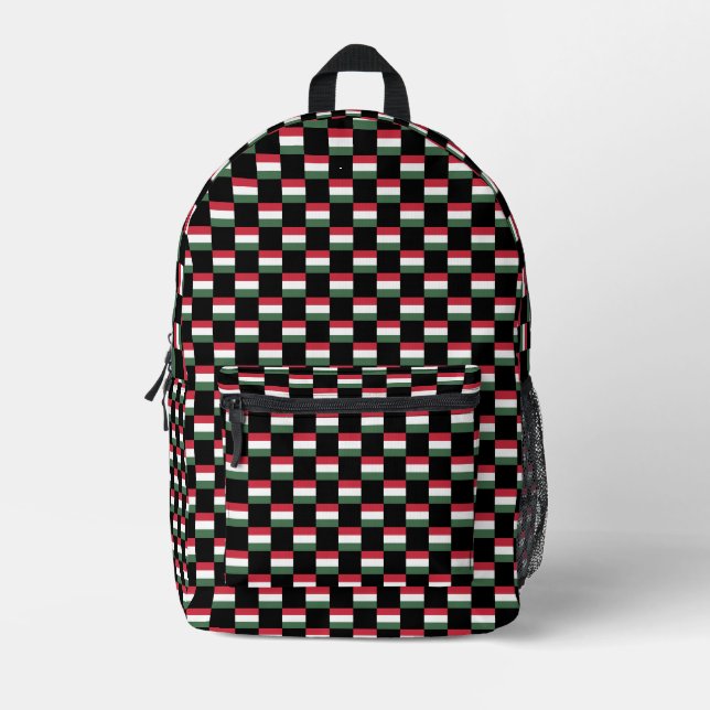 Checkered Hungary Flag Pattern  Printed Backpack (Front)