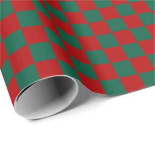 Checkered hunter green and White Wrapping Paper