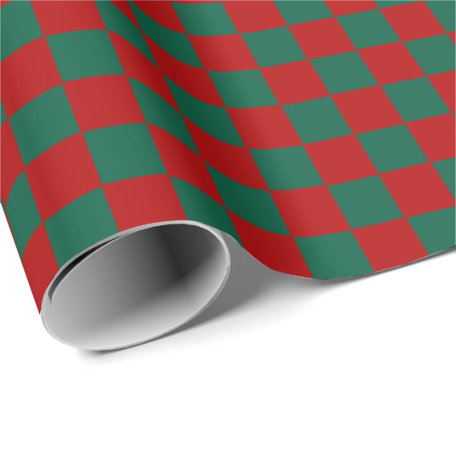 Checkered hunter green and White  Wrapping Paper (Roll Corner)