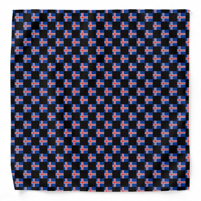 Checkered Iceland Flag Pattern  Bandana (Front)