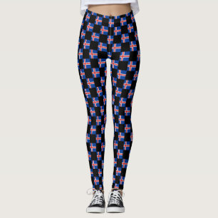 Checkered Iceland Flag Pattern Leggings
