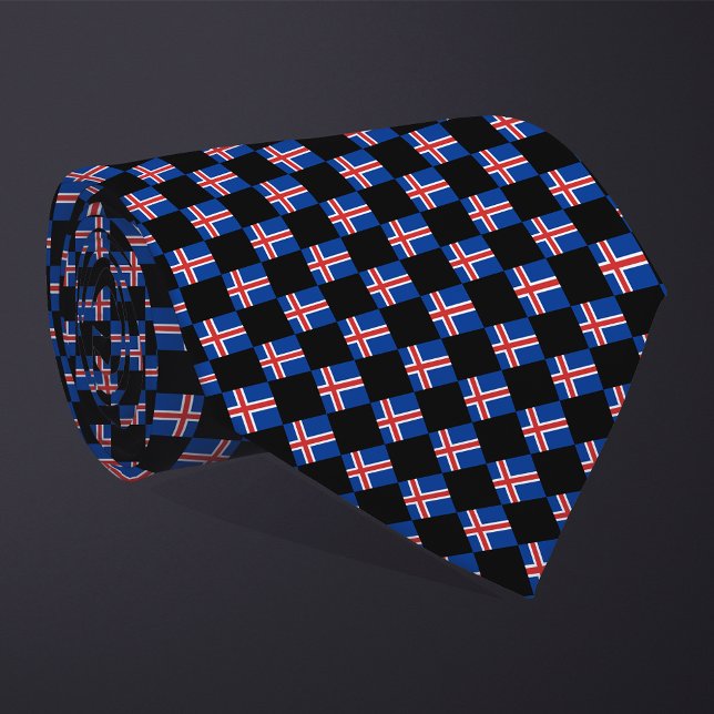 Checkered Iceland Flag Pattern  Neck Tie (Creator Uploaded)