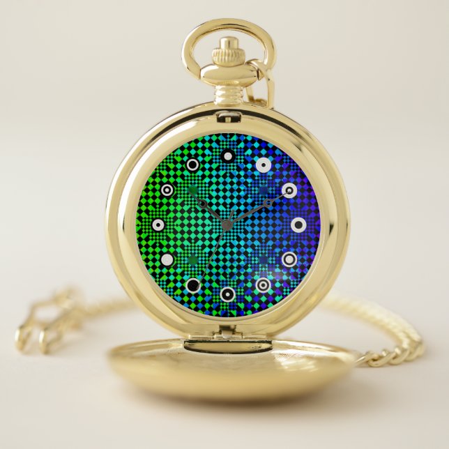 Checkered Illusion(Binary Face)by Kenneth Yoncich Pocket Watch (Inside)