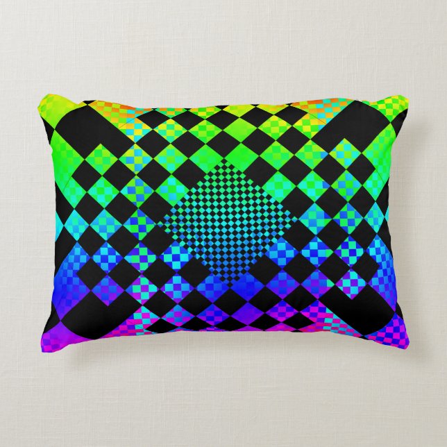 Checkered Illusion by Kenneth Yoncich Decorative Pillow (Front)
