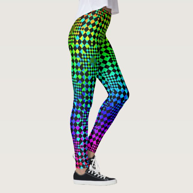 Checkered Illusion by Kenneth Yoncich Leggings (Right)