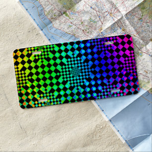 Checkered Illusion by Kenneth Yoncich License Plate
