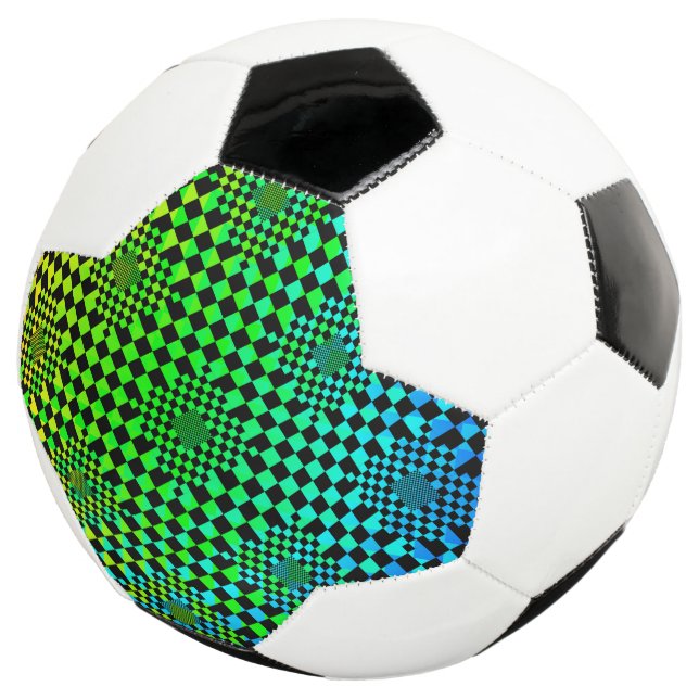 Checkered Illusion by Kenneth Yoncich Soccer Ball (Three Quarter)