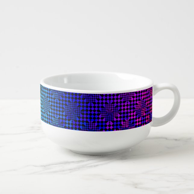 Checkered Illusion by Kenneth Yoncich Soup Mug (Left)